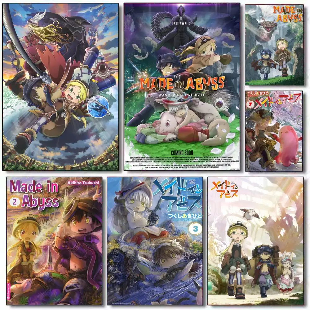 Anime M-MADE IN A-ABYSS Poster, Kunstposter, wasserfest, HD-Wandaufkleber, selbstklebendes Kunstposter, lichtbeständig, Heim- und Raumdekoration