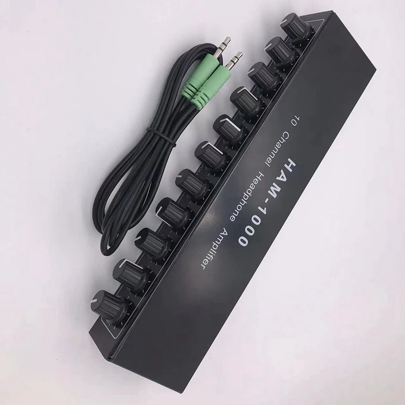 【Superdeals】Amplificador de auriculares estéreo Distribuidor de audio multicanales Control independiente DC12-24V 1 entrada 10 salidas HAM-1000