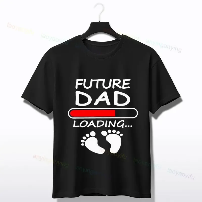 Dad To Be 2025 Graphic T-shirt Soft & Breathable Blend Fun Loading Bar Design Casual Short Sleeve Shirt for Outdoor Activities