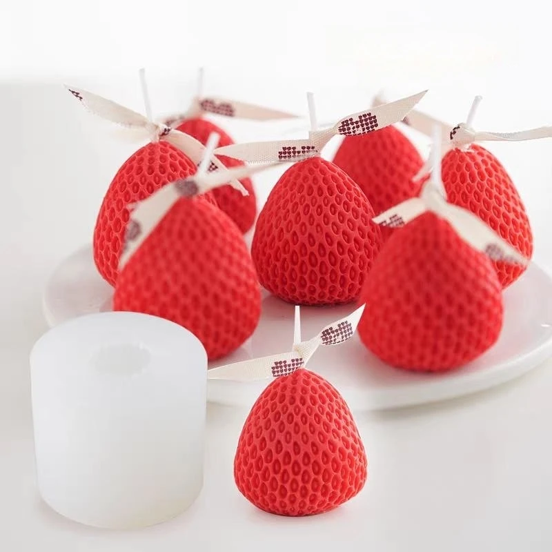3D Strawberry Shape Plaster Crafts Scented Candle Decoration Silicone Mold Aromatherapy Gypsum Ornaments Molds