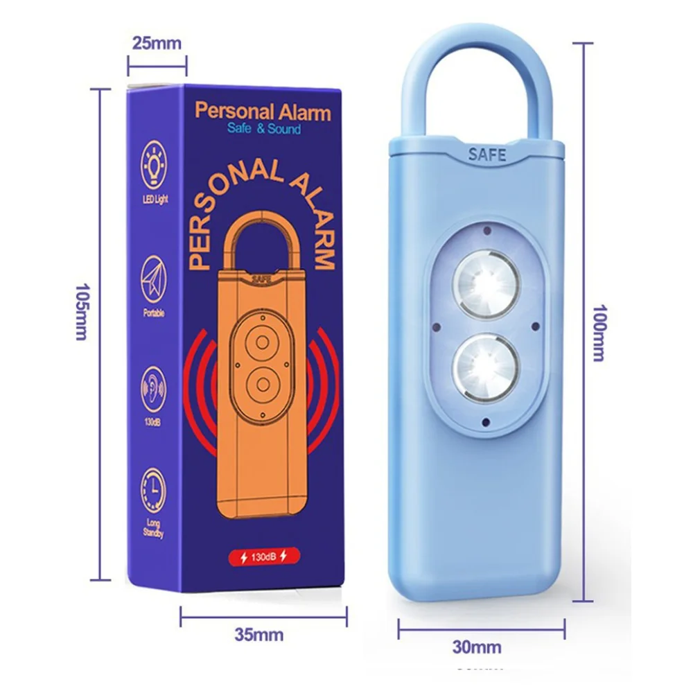 إنذار محمول مضاد للسرقة والذئب للنساء، حجم كبير، ضوء فلاش مزدوج، جهاز آمن للدفاع عن النفس للأطفال #6