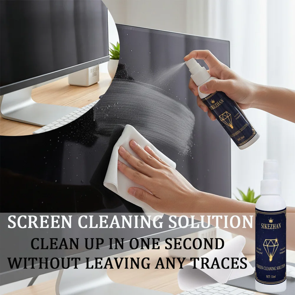 Universal Screen Cleaner Spray Kit with Polishing Cloth for Computer Laptop Monitor TV Phone LCD LED Dust Fingerprint Remover