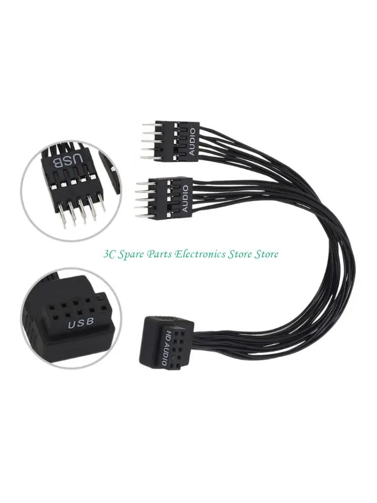 SZ 9pin Clear Auditory Y Splitter Cable For PC Motherboards Front Panel Connection