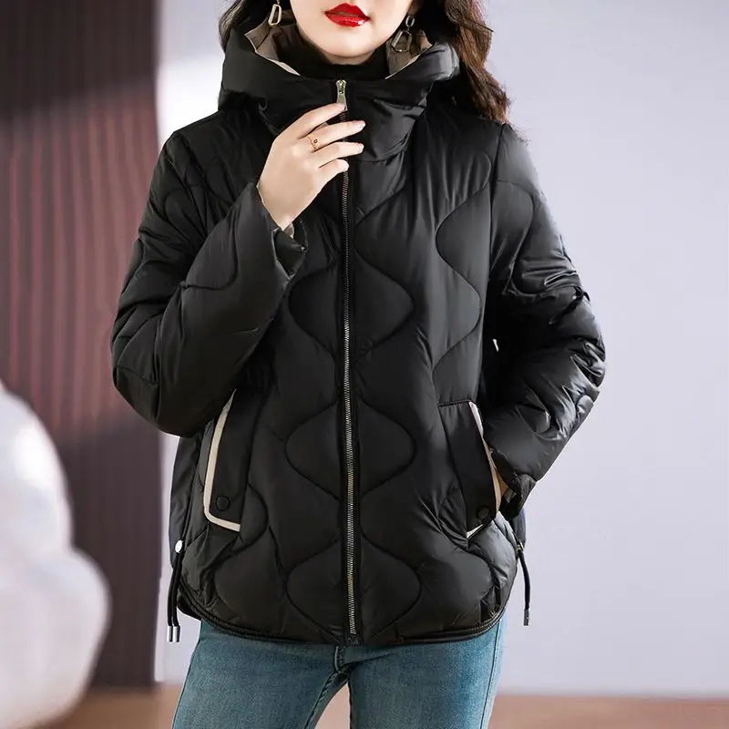 Jaket parka wanita musim dingin, jaket parka bertudung, pakaian dingin kasual, pakaian luar wanita jalanan, mantel tebal, semua cocok, Mode Korea, musim dingin, 4XL