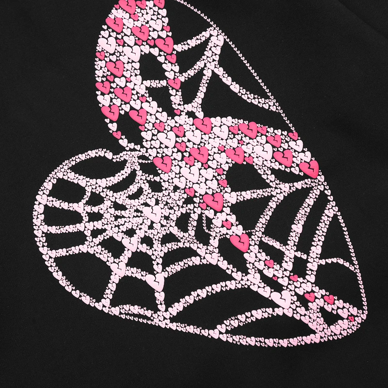 Autumn Winter New REVENGE Hoody Pink Love Spider Pattern Fleece Warmth Comfortable Age Reduction  Revenge Sweatshirts Pullovers