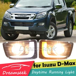 LED DRL Daylight For Isuzu D-Max RT50 Pre-facelift Model 2012 2013 2014 2015 White Driving Fog Lamp Assembly With Turn Signal