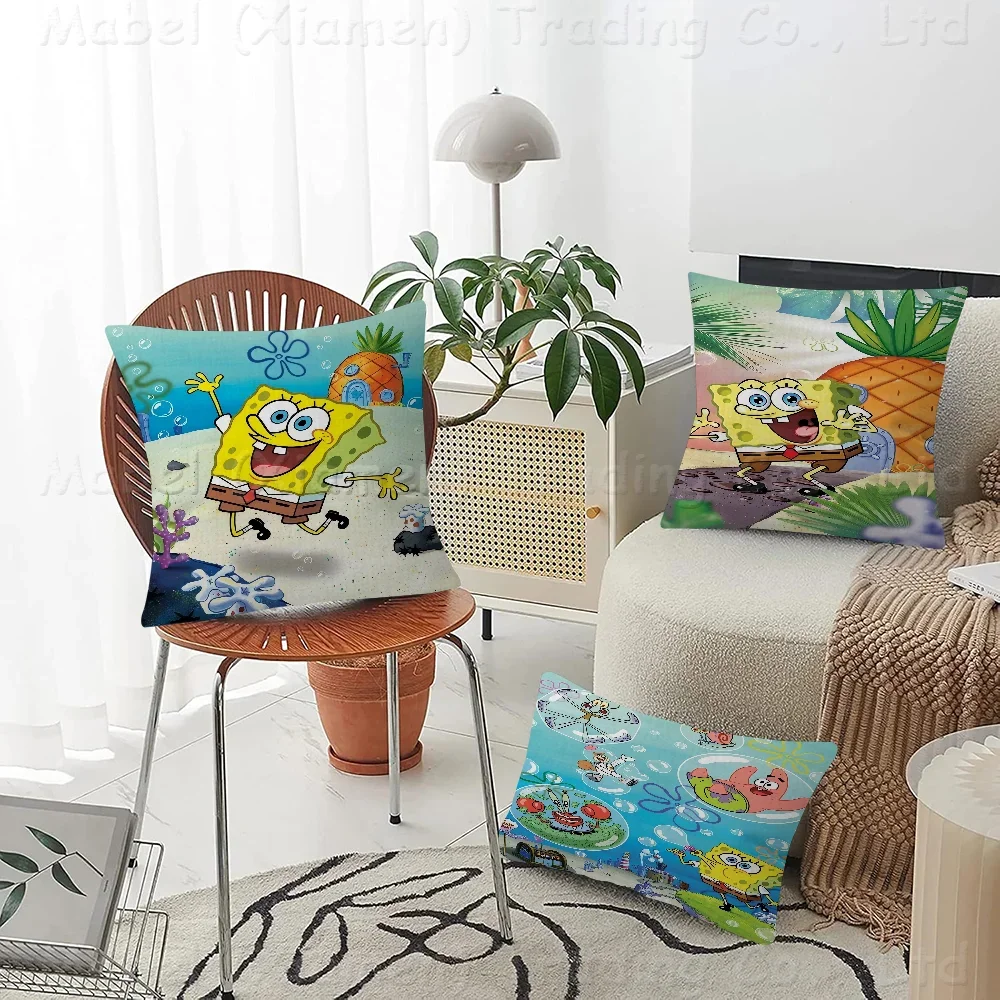 

Sponge B-Bob Cushion Cover Pillowcase Upholstery Sofa Throw Pillow Home Decor Pillowcas