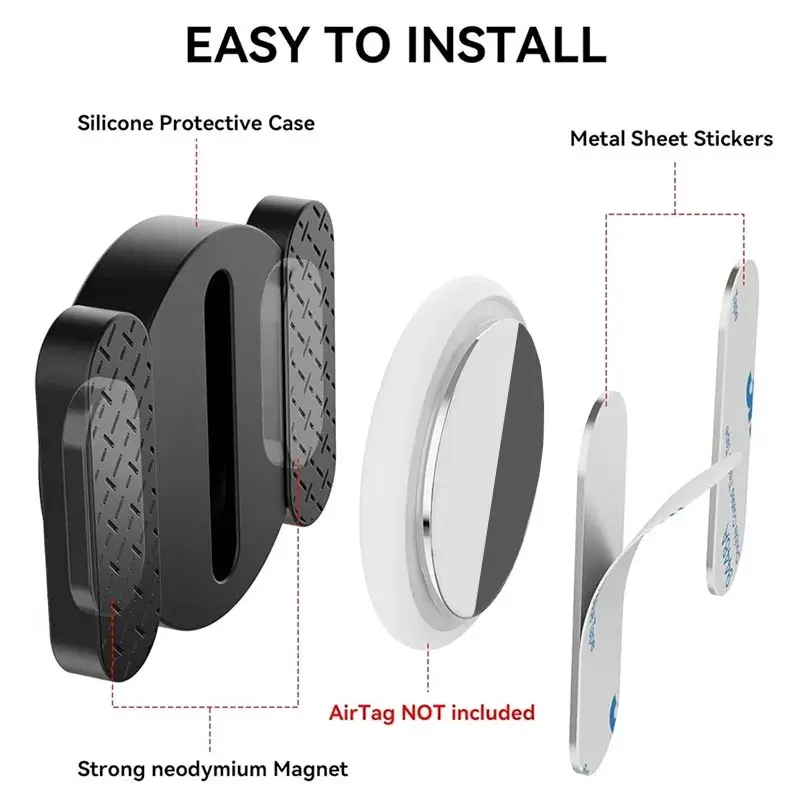 Apple Airtag用の磁性シリコン保護ケース,隠しGPSトラッカー,防水,オートバイ用,頑丈