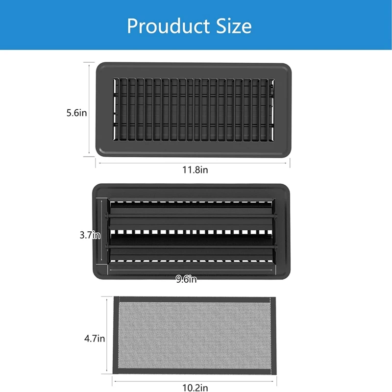 Osłony wentylacyjne podłogi, filtry odpowietrznik z mocną siatką magnetyczną, ekrany odpowietrzające do rejestrów podłoga PVC 4x10 cali