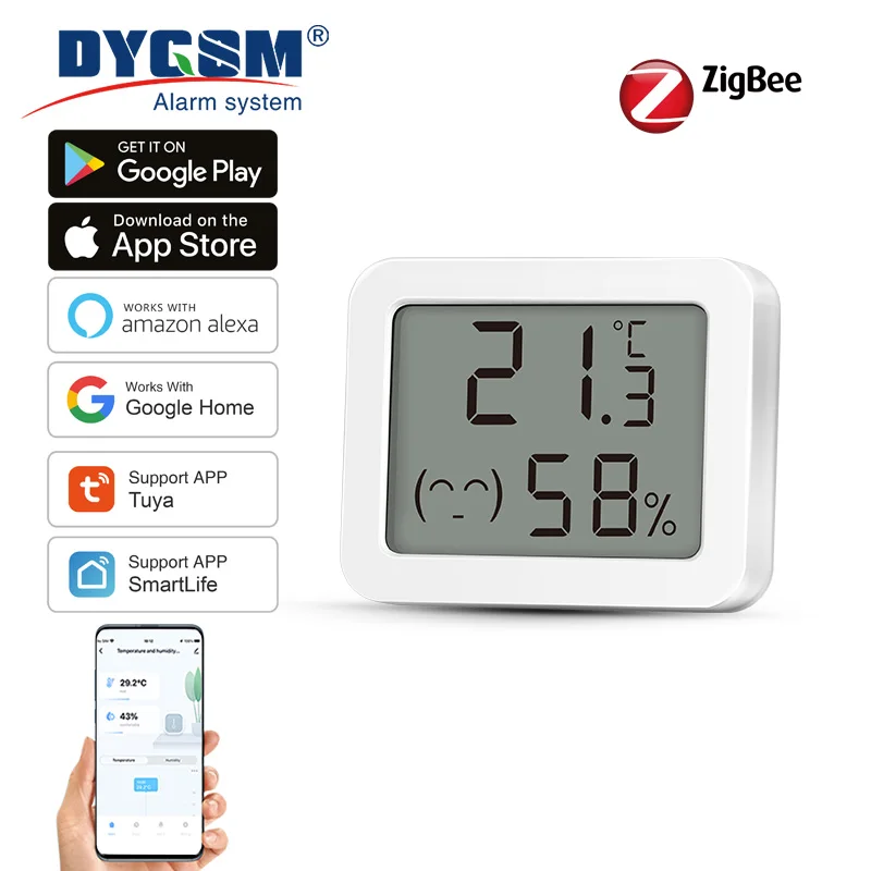 Tuya Zigbee LCD Temperature Humidity Sensor APP Remote Control Thermometer via Smart Life For Smart Home Work With Alexa google