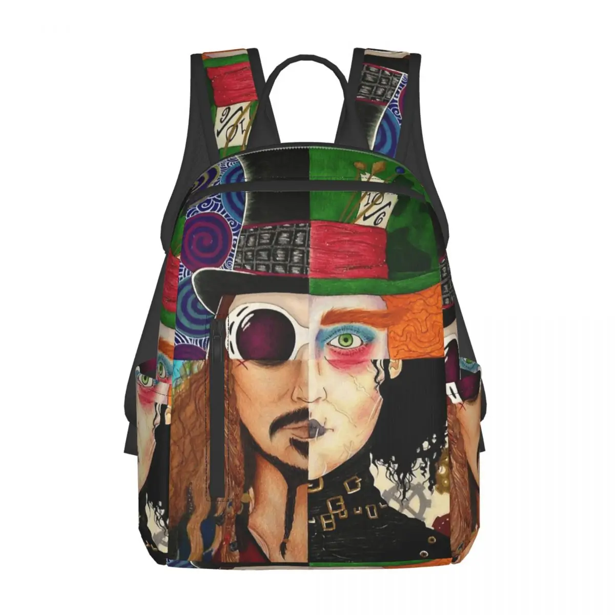 

Johnny Depp Character Collage Backpack Daypack Large Capacity Children BookBag School Bag Shoulder Bags for Men Women
