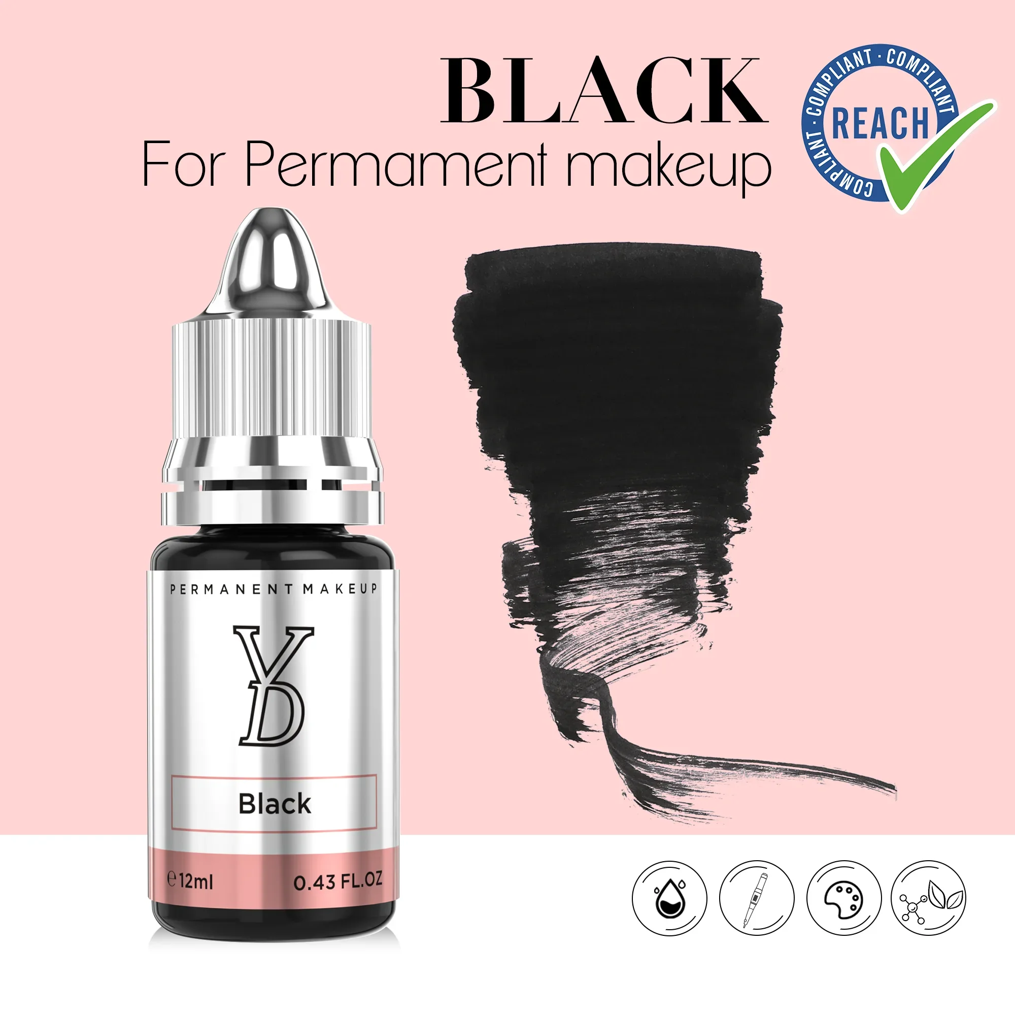 YD 1pcs 12ML Black Permanent Makeup Eyeliner Pigment Tattoo Ink Permanent Makeup Microblading ink Eyebrows Microblading Pigments