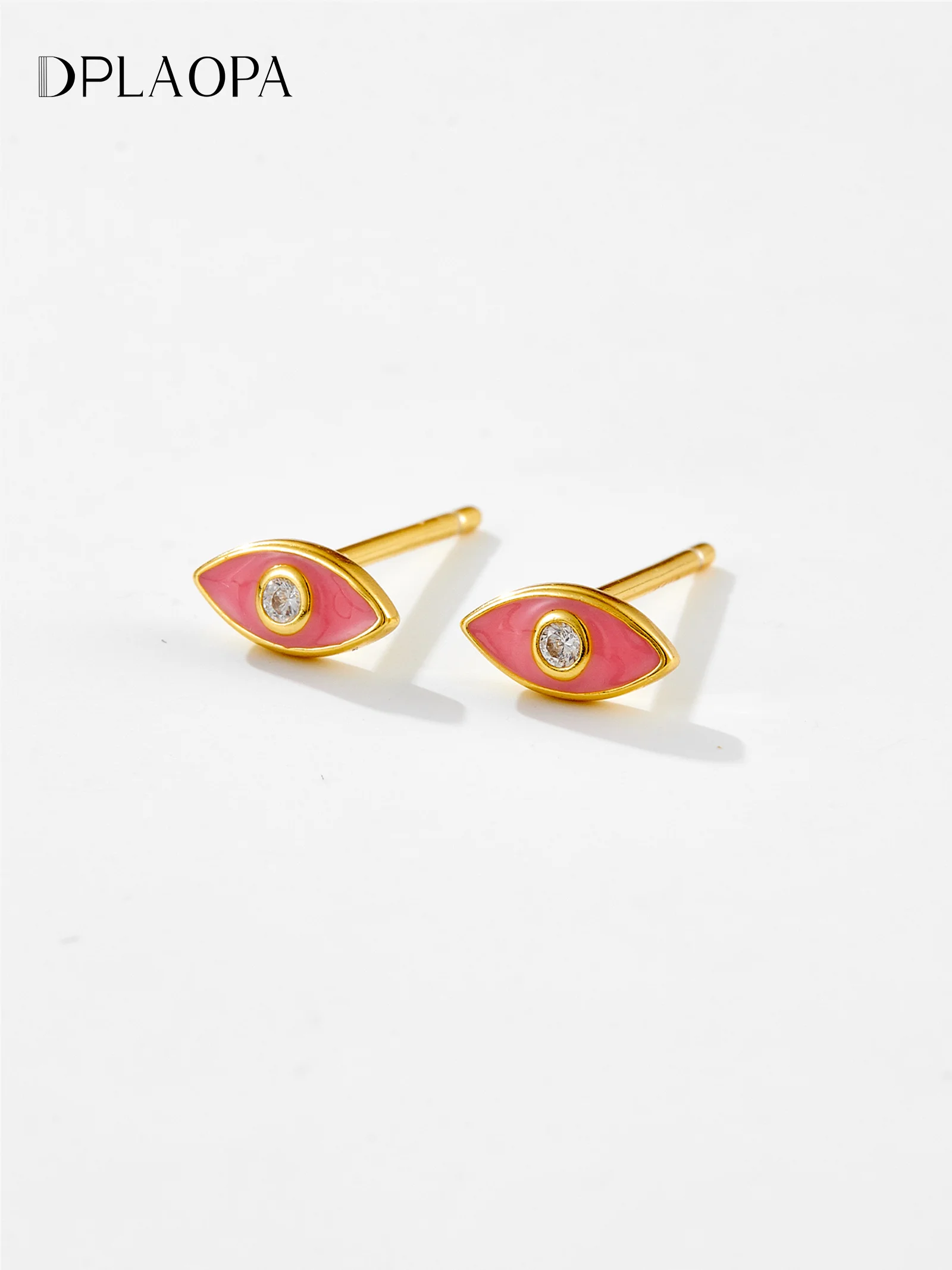 DPLAOPA Women 925 New Sterling Silver Multi Color Eye zircone CZ Stud Earring Dainty minimalista cartilagine Tragus Cute Studs