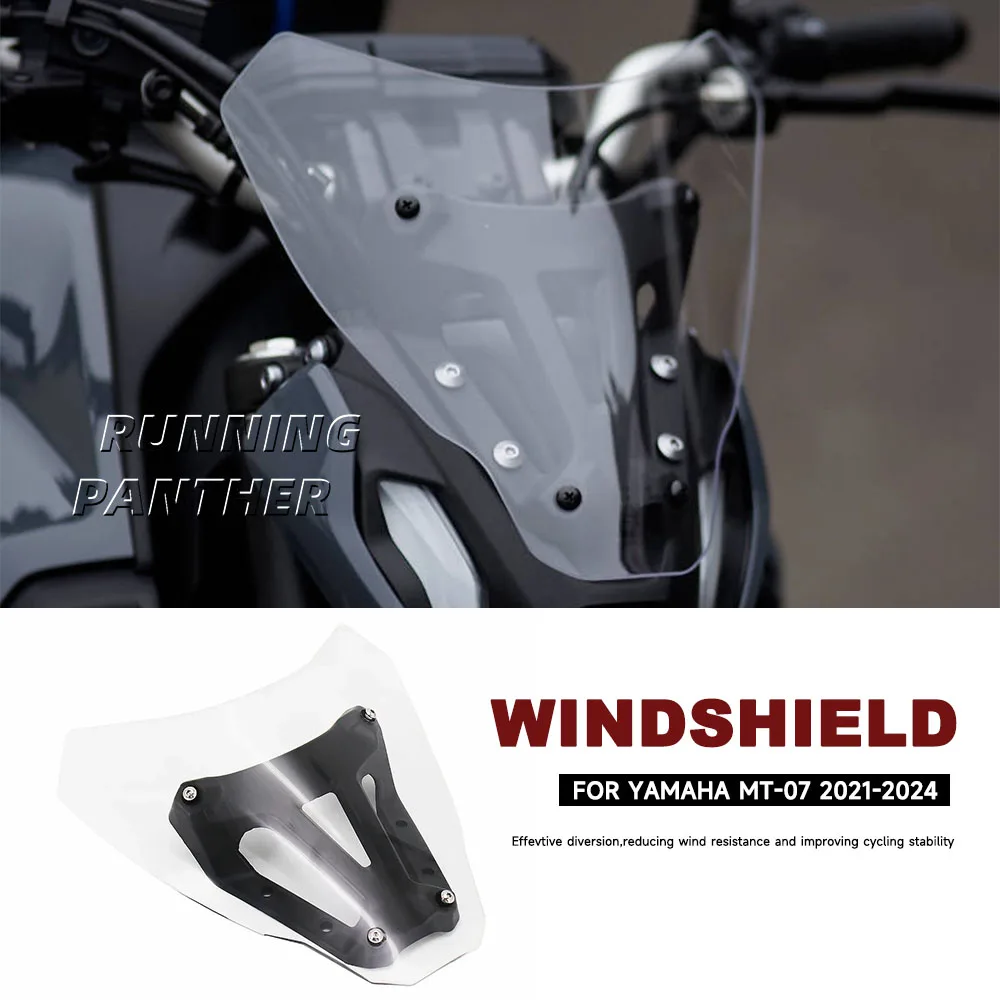 

For YAMAHA MT07 Motorcycle Windshield mt07 MT 07 2021 - 2024 Wind Deflector Windscreen Cover Guard MT-07 With Bracket