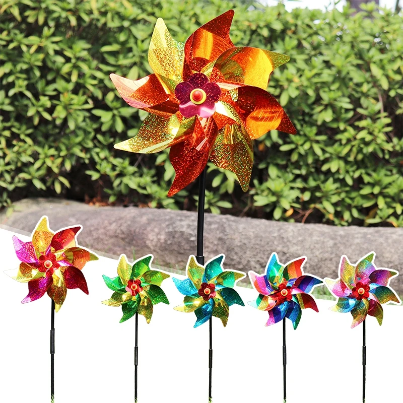 24cm Laser Bird Repelling Windmill Color Reflective Windmill Outdoor Manor Bird Repelling Tool Supplies Garden Orchard Decor