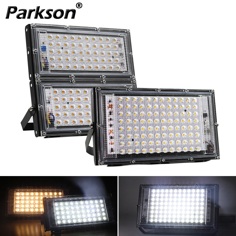 Outdoor LED Flood Light Fixture 50/96/144LEDs Reflector LED Projector Floodlight Spotlights Wall Lamp AC 220V Street Gate