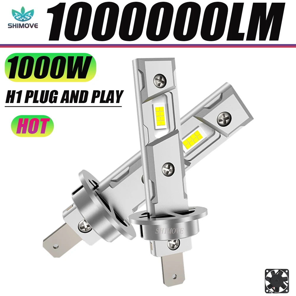 

Светодиодные лампы H1 Mini Turbo 1000 Вт, суперяркие, CANBUS, 1000000 лм, 2026, хит продаж, 8054CSP, беспроводные автомобильные LED-лампы с вентилятором