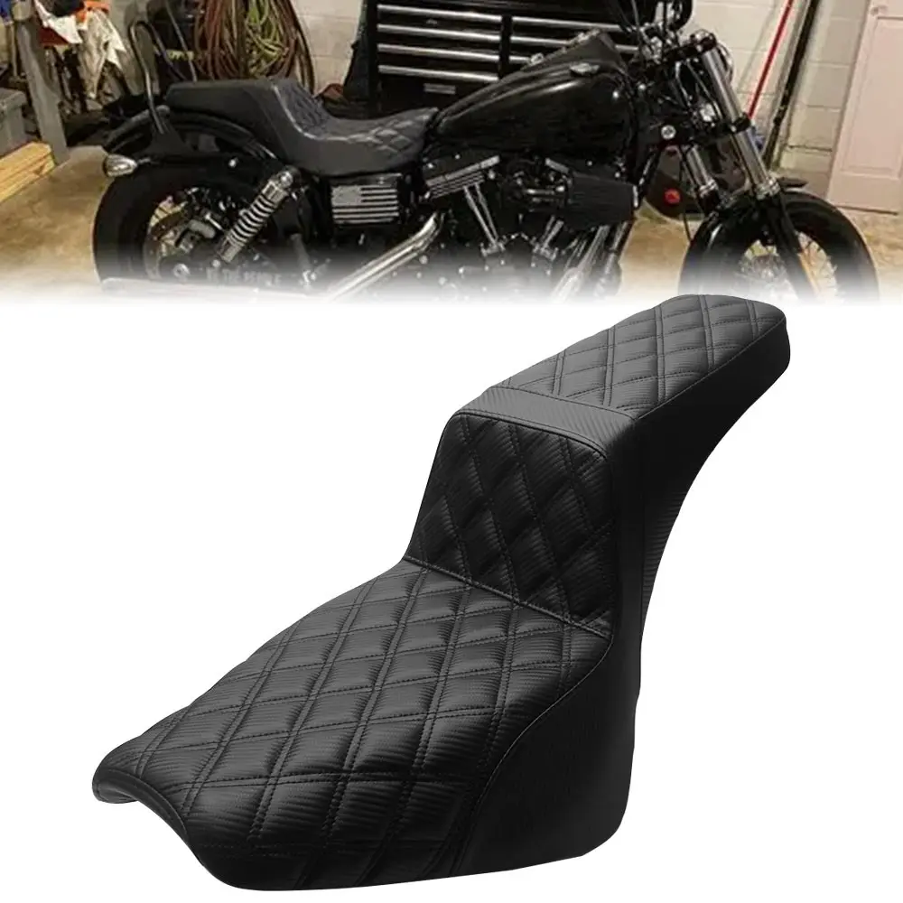 For Harley Softail Street Bob 114 FXBBS FXBB Standard FXST Black Leather Two-Up Driver Passenger Seat Motorcycle Dual Saddle
