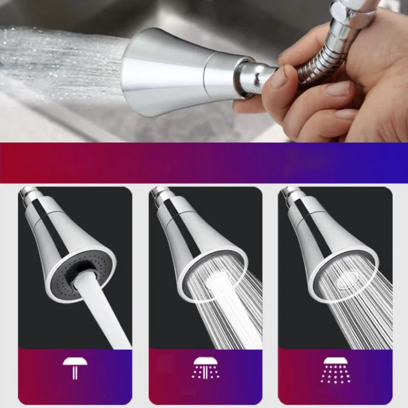 Universal Kitchen Water Faucet Adjustable Pressure 360 Degree Rotating Water Tap Head Water Saving Shower Faucet Nozzle Adapter