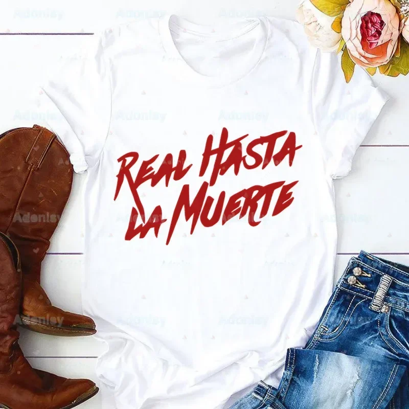 

AA Anuel Vintage Anuel Women Tshirt Harajuku Print T shirt Funny Female Hasta La Muerte T-shirt Casual Fashion Estetyczna koszulka