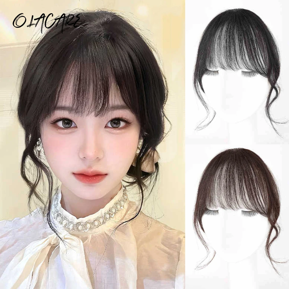 

Synthetic Hair Clip In Bangs Brown Colored Invisible Front Fringes Clip in Hair Air Bangs Natural Black Fake Hair Bangs For Girl