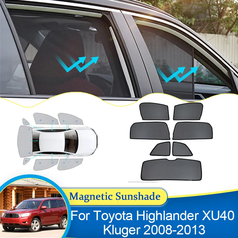 

Для Toyota Highlander XU40 Kluger 2008 2009 2010 2011 2012 2013 Солнцезащитный магнитный козырек для оконного козырька Автозапчасти Аксессуары