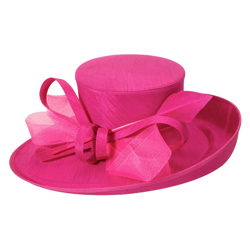 Unique Deluxe Mei red Church Hat Elegant Photography Top Hat Female Cocktail Fascinator Bowler Formal Hat for Women