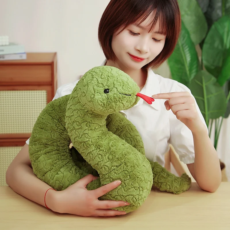 Swag Huge Green Python Snake Plush Toy  Cute Light Green Snakes Hug Pillow for Children Boys Birthday Gift