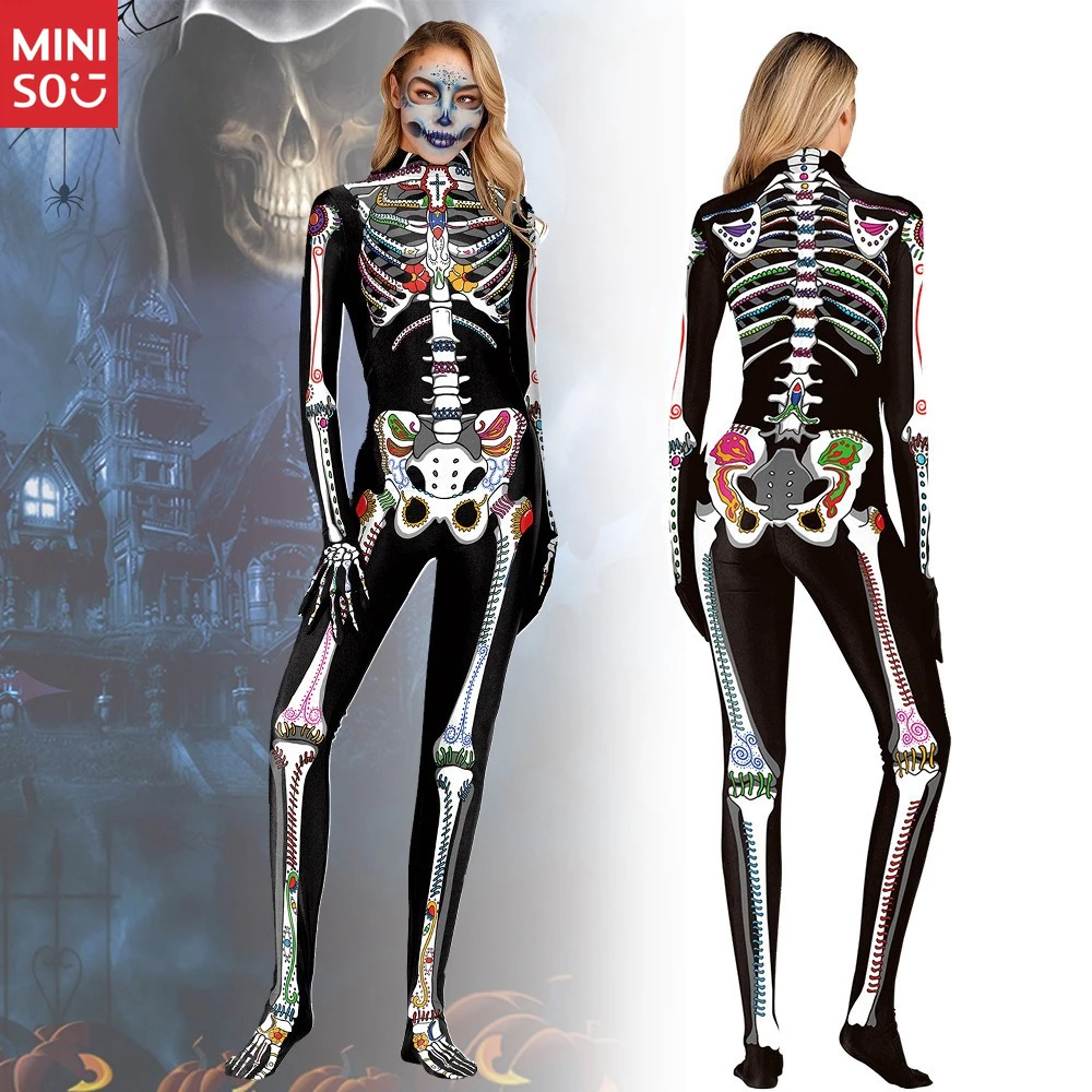 

Miniso Full Body Skeleton Jumpsuit 2025 | Hands Feet Covered, Unisex Halloween Cosplay