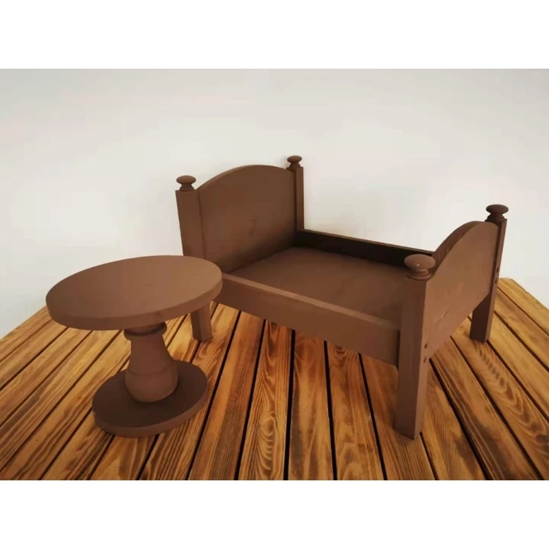 sesiones-fotos-para-recien-nacidos-cama-madera-accesorios-auxiliar-color-solido-muebles-para-posar-para-bebe