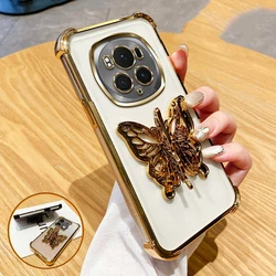 Butterfly Bracket Plating Holder Case For Huawei Honor Magic7 Magic6 Magic5 Magic4 Magic 7 6 5 4 Lite Pro Shockproof Stand Cover