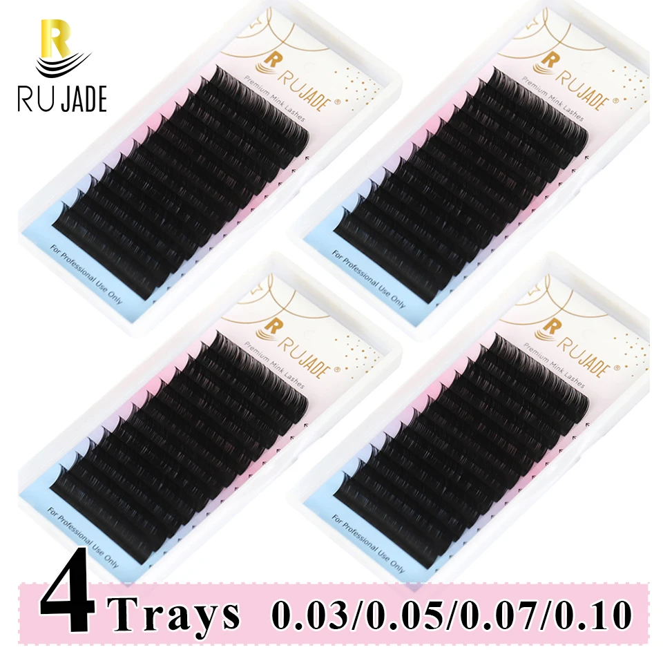 

RUJADE 4 Cases Cashmere Eyelash Extensions Pinching Fan Matte Classic Individual Handmade Russian Volume Eyelash Tray Faux Cilio