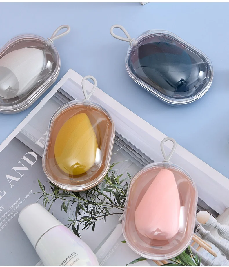 Cosmetic Egg With Storage Box Beauty Sponge Stand Storage Case Dry And Wet Powder Puff Box Blender Puff Case With Make Up Egg