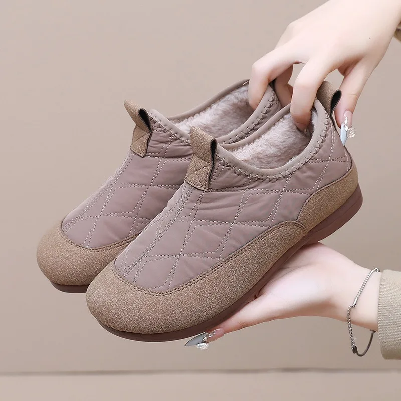 Classic Women Winter Cottom Shoes Cashmere Thicken Warm Cover Heel Casual Shoes Designer Fashion Woman Snow Boots Big Size 35-42
