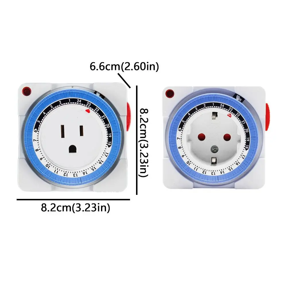 2/3-Pin Plug Timer Switch Socket EU/US Plug Auto Power Off Mechanical Timer 15 Minutes Intervals Energy Saving