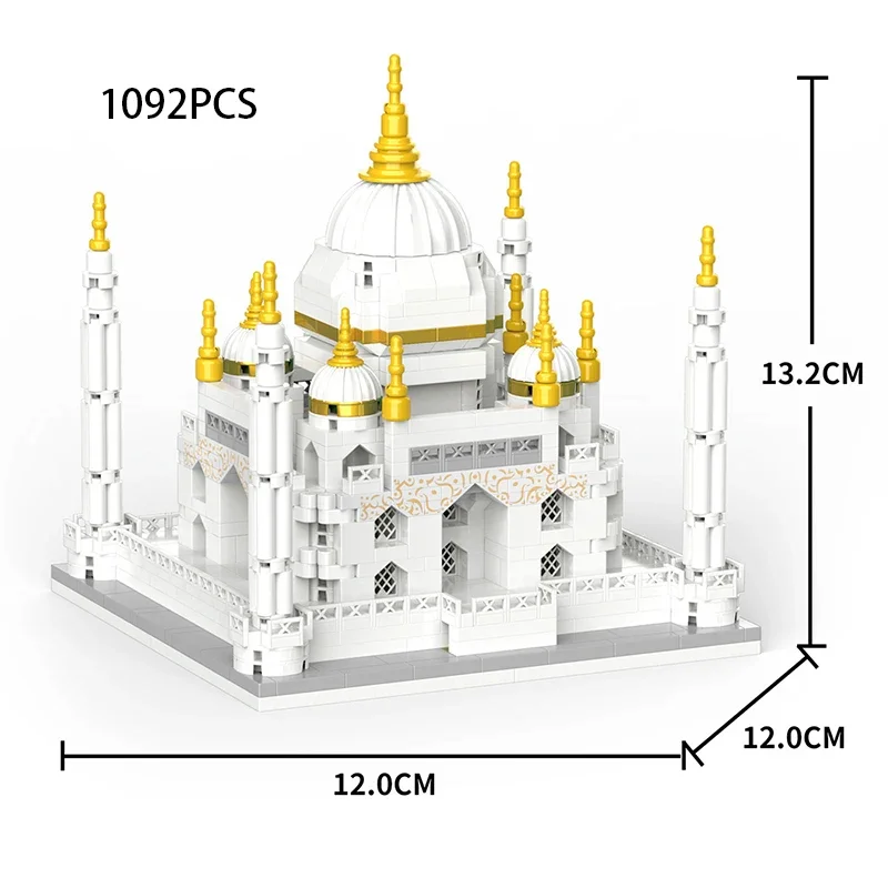MOC City Building Blocks Modello di costruzione del castello Taj Mahal Architettura di fama mondiale Micro modello India Mini mattoni Giocattolo educativo