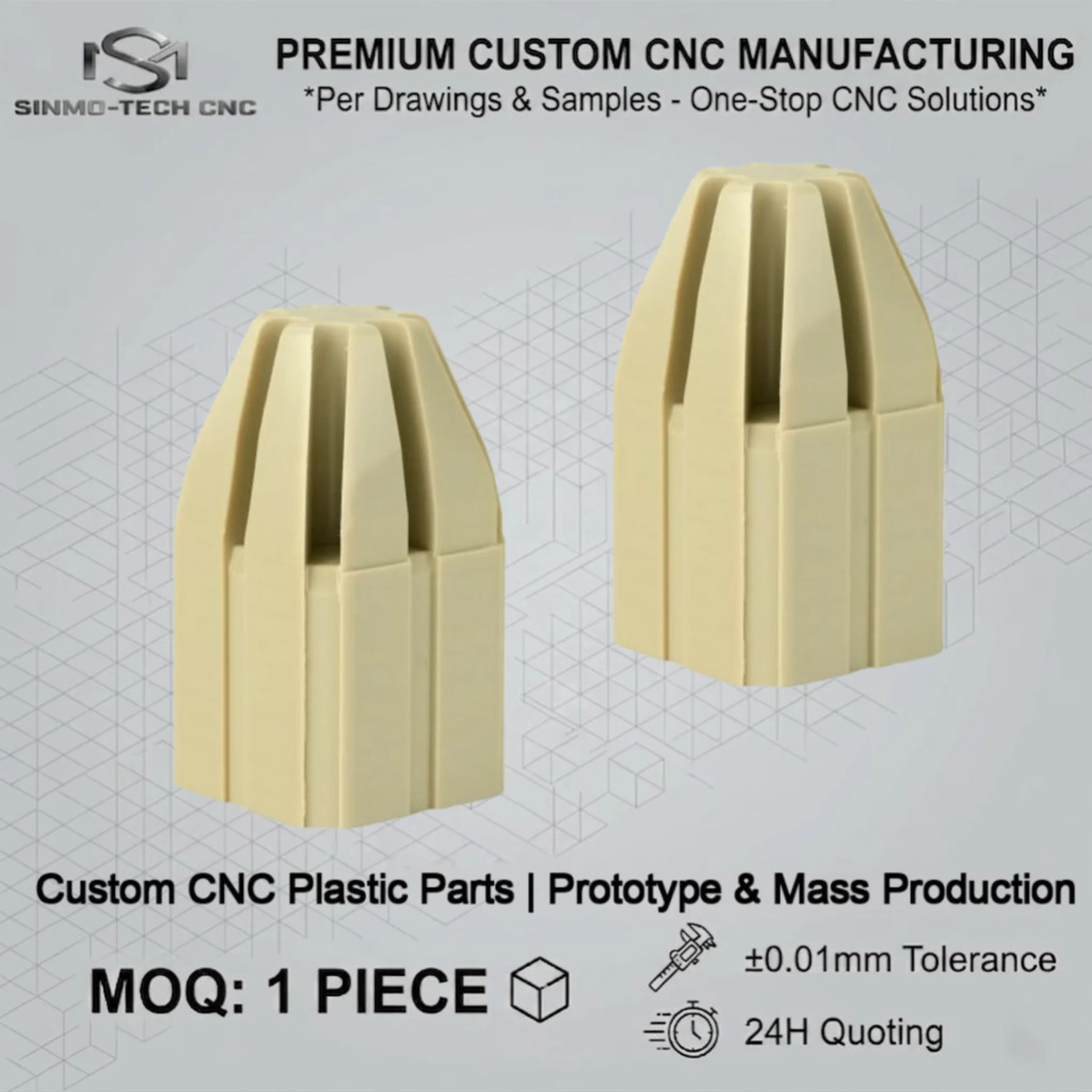 Low Friction Engineering Plastic CNC Machining Service, Custom UHMWPE POM PTFE Slide Block & Wear Pad CNC Machined Parts