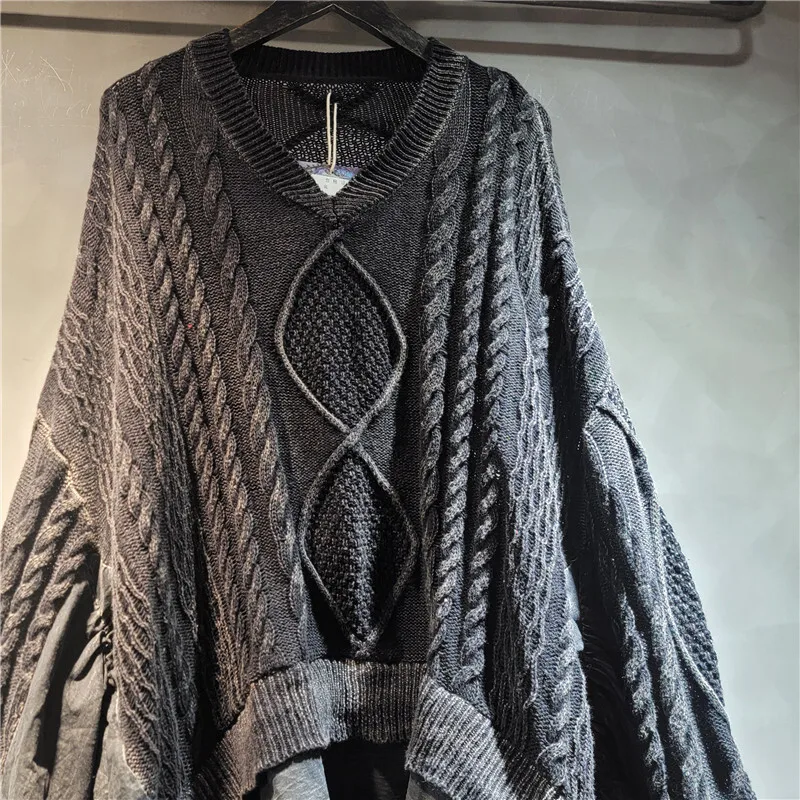 Loose Fashion Women\'s Spliced Ruffled Edge Weave Sweater 2024 Autumn Vintage O-neck Long Sleeves Pullovers Female 1LS025