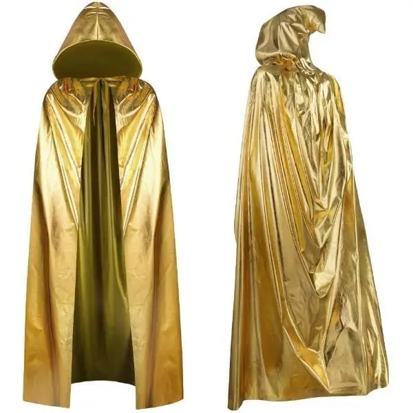 Capa de Tecido Brilhante de loween com Capuz e Cinto, Fsia para Apresentações, Chapéu iado, Roupa Tradicional Chines...