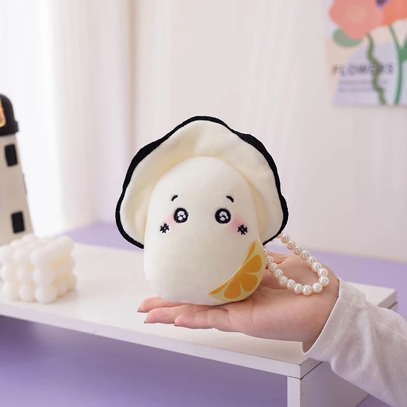 Juguetes colgantes de ostras divertidas de felpa, cadena de perlas, muñecas, bolsa de teléfono móvil, llavero de decoración, regalo encantador, 10cm, 1Pc
