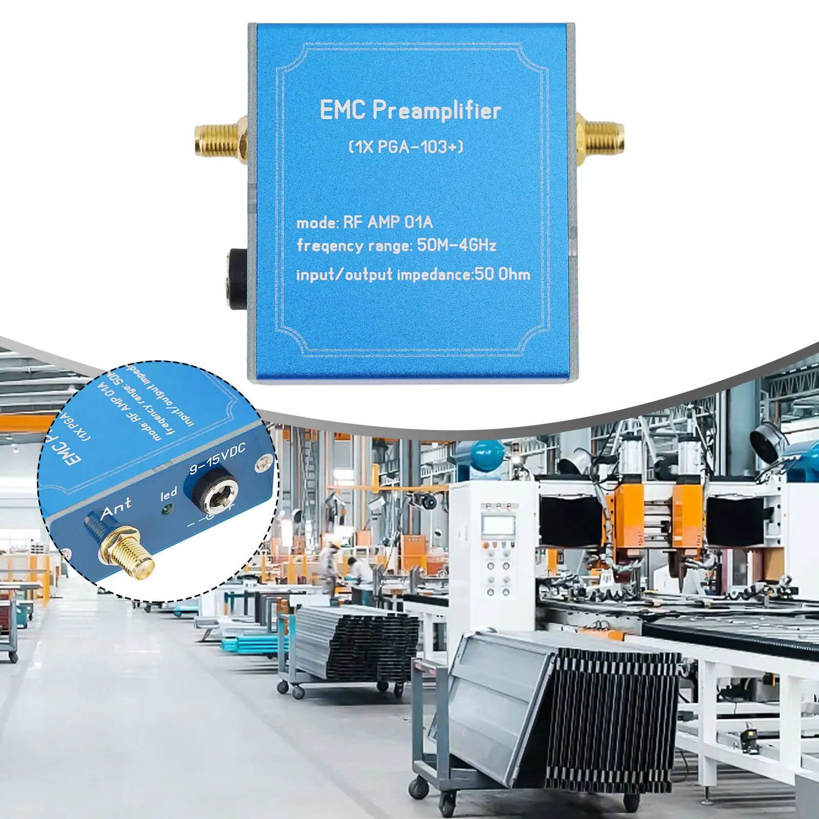 Wideband EMC Preamplifier 50M4GHz for LNA with PGA103+ Chip and Low Noise Figure for Magnetic Field Measurements