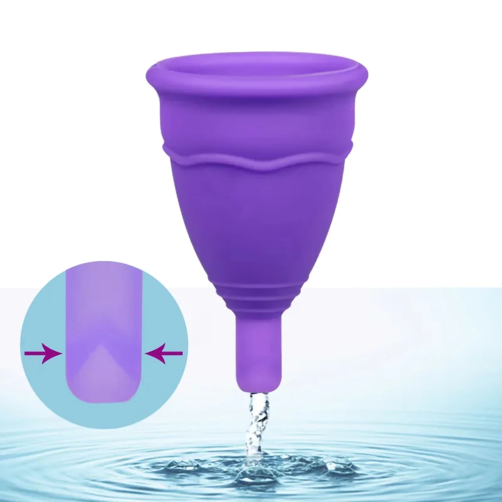 S/L Size Medical Silicone Women Menstrual Cup With Storage Bag Lady Period Discharge Valve Menstrual Cup Feminine Hygiene Cup