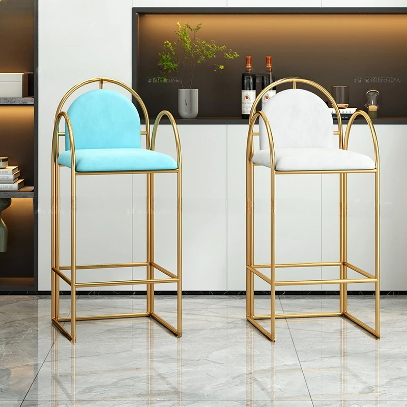 Mid-century Chair Accent Luxury Bar Stools For Kitchen Backrest Beauty Salon Counter Stool High Make Up Cheap Antique Furniture