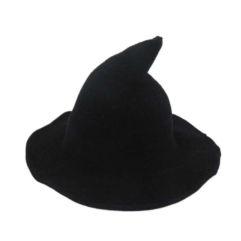Halloween Witch Hat Vintage Wool Knit Women Masquerade Dress Up Party Holiday Decoration Accessories view 3