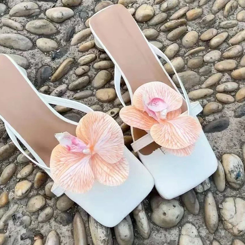 A Pair Of Thai Fairy Butterfly Flower Shoe Buckles Phalaenopsis Shoe Flower Sandals Accessories Seaside Simulation Buckles Decor image 2
