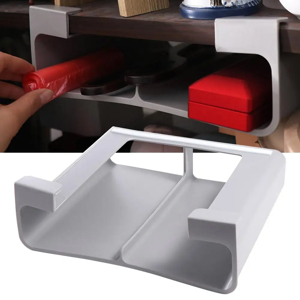 

Plastic Cling Film Organizer Grey No-Punch Tinfoil Organizer Wall Mounted Large Capacity Hanging Cabinet Storage Shelf Kitchen