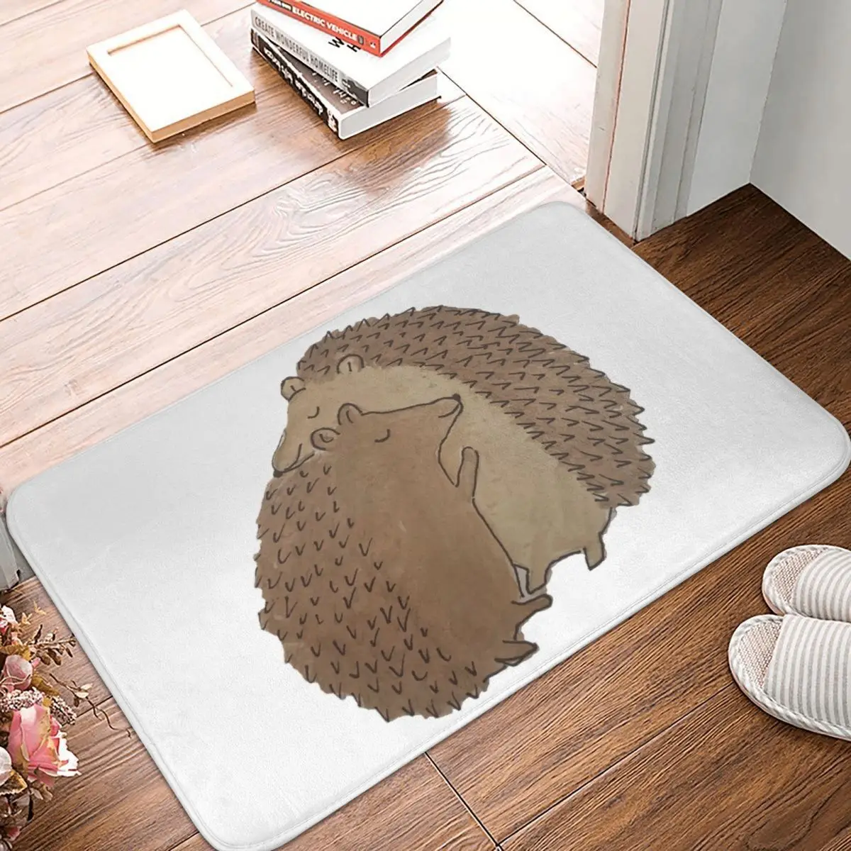 

Cute Watercolor Hedgehogs Non-slip Doormat Floor Mat Sand Scraping Carpet Rug for Kitchen Entrance Home Balcony Footpad Mats