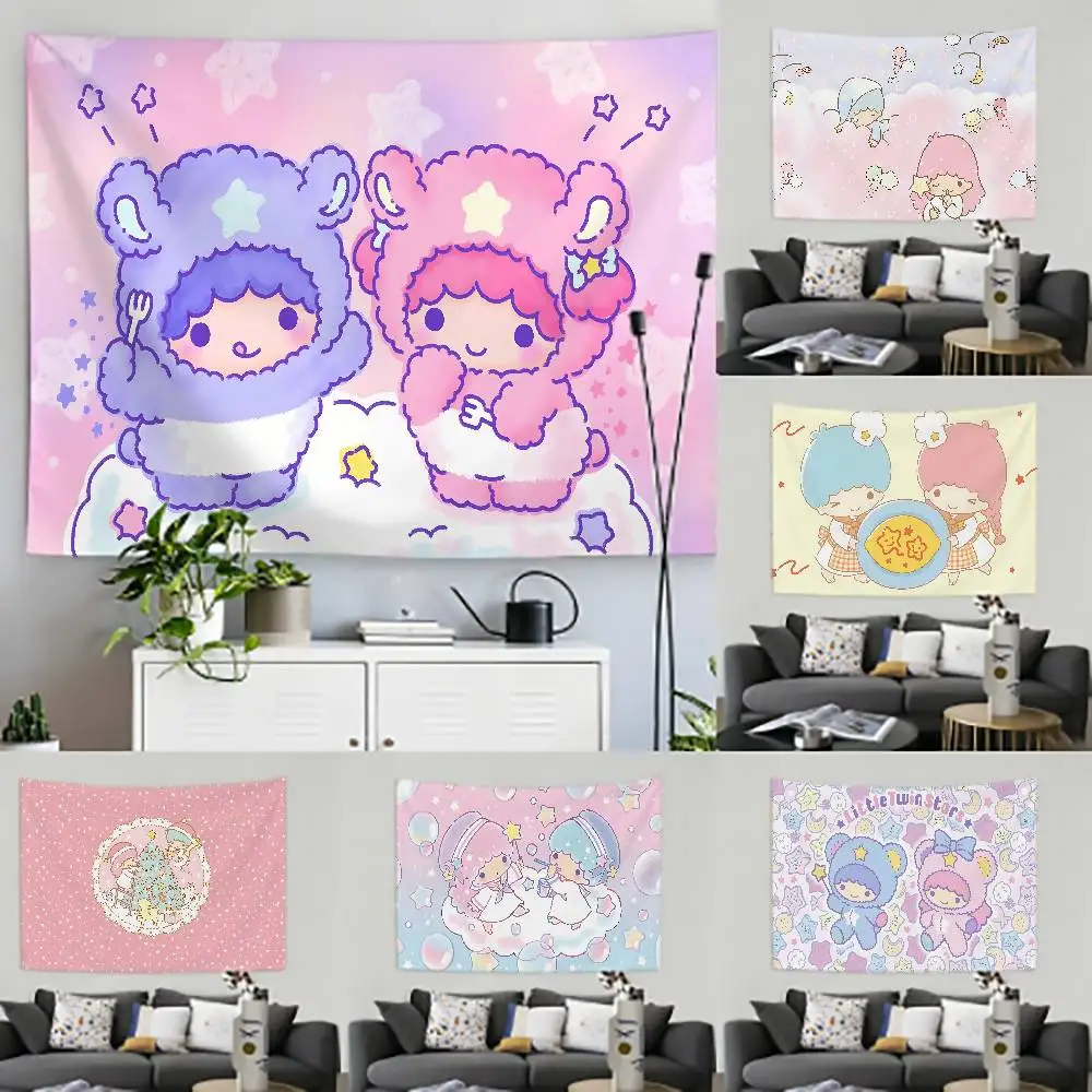 CUTE-L-Little-T-Twin Stars Customizable Tapestries Of Various Styles,wall Hangings, Celebrity Photo Printing,wall Hangings