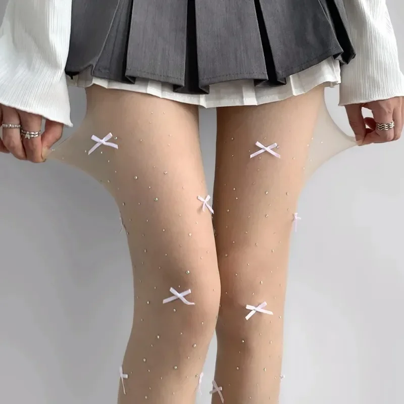 Black Silk Stockings, Women's Three-dimensional Bow, Thin Anti-hook Silk, Pure Black Silk Japanese-style Jk Pantyhose