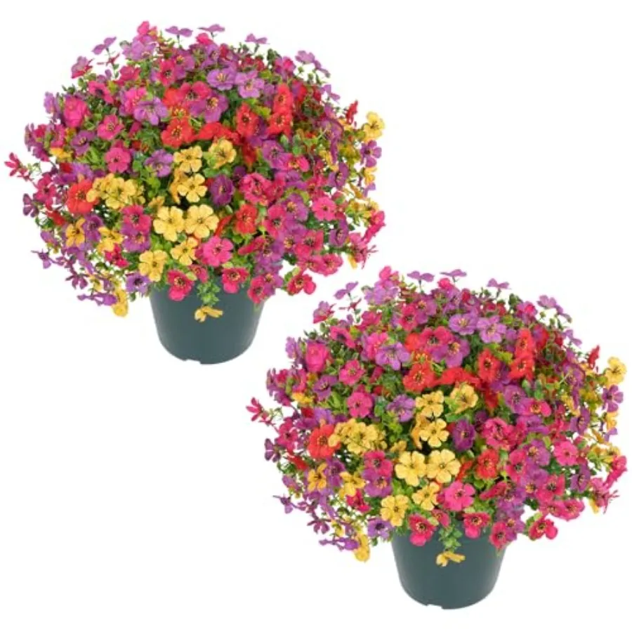 

Artificial Flowers for Outdoors- 20 Potted Fake Silk Daisy Bush, UV Resistant, Mixed Colors, Outdoor Decor for Front Porch Gard